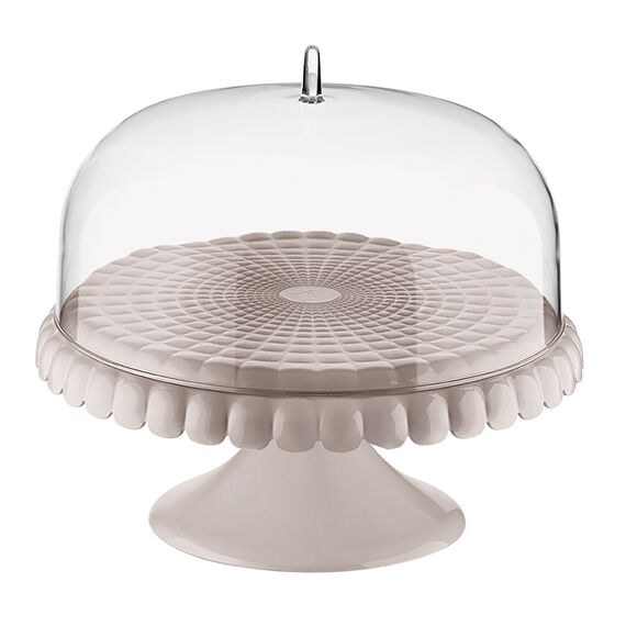 Подставка для торта на ножке с крышкой Tiffany, ?30 см, серо-бежевая, Guzzini