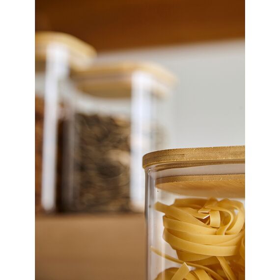 Банка для хранения квадратная Glass Bamboo, 1,5 л, Smart Solutions, изображение 5