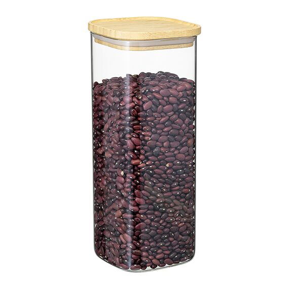 Банка для хранения квадратная Glass Bamboo, 1,9 л, Smart Solutions, изображение 7