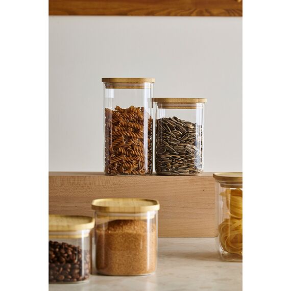 Банка для хранения квадратная Glass Bamboo, 1,4 л, Smart Solutions, изображение 5