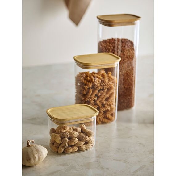 Банка для хранения прямоугольная Glass Bamboo, 1,3 л, Smart Solutions, изображение 3