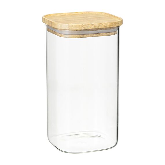 Банка для хранения квадратная Glass Bamboo, 1,4 л, Smart Solutions
