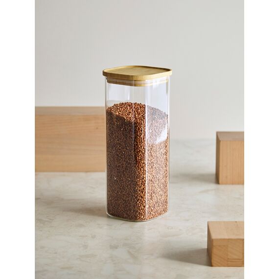Банка для хранения квадратная Glass Bamboo, 1,9 л, Smart Solutions, изображение 5