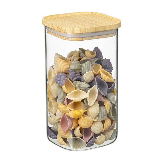 Банка для хранения квадратная Glass Bamboo, 1,4 л, Smart Solutions, изображение 8