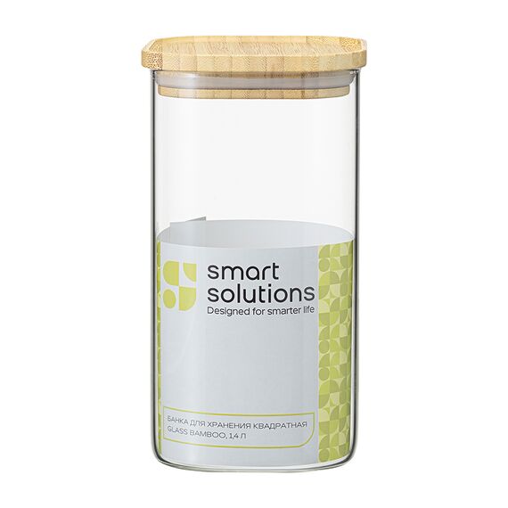 Банка для хранения квадратная Glass Bamboo, 1,4 л, Smart Solutions, изображение 11