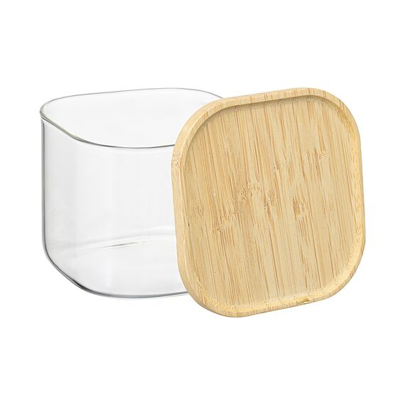 Банка для хранения квадратная Glass Bamboo, 600 мл, Smart Solutions, изображение 6