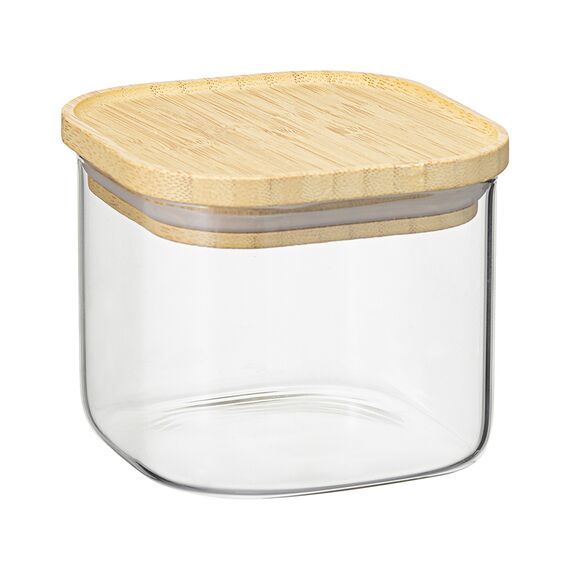 Банка для хранения квадратная Glass Bamboo, 600 мл, Smart Solutions