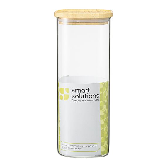 Банка для хранения квадратная Glass Bamboo, 1,9 л, Smart Solutions, изображение 10