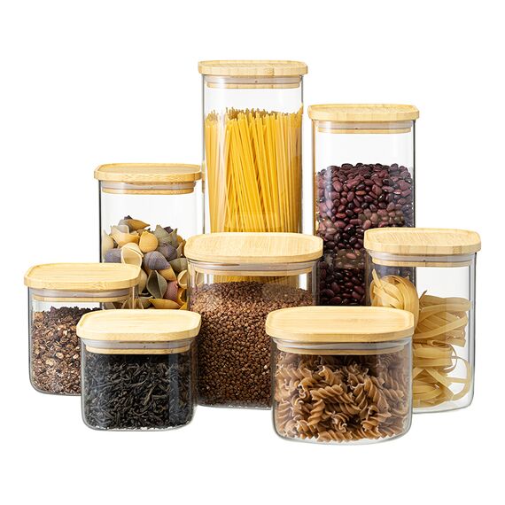 Банка для хранения квадратная Glass Bamboo, 1,9 л, Smart Solutions, изображение 9