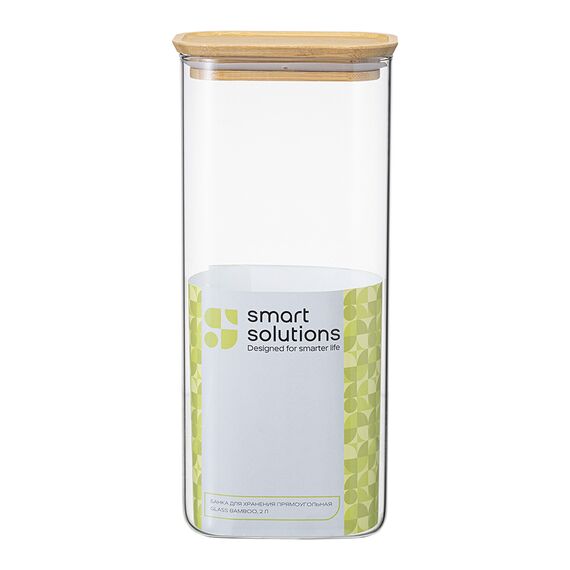 Банка для хранения прямоугольная Glass Bamboo, 2 л, Smart Solutions, изображение 9