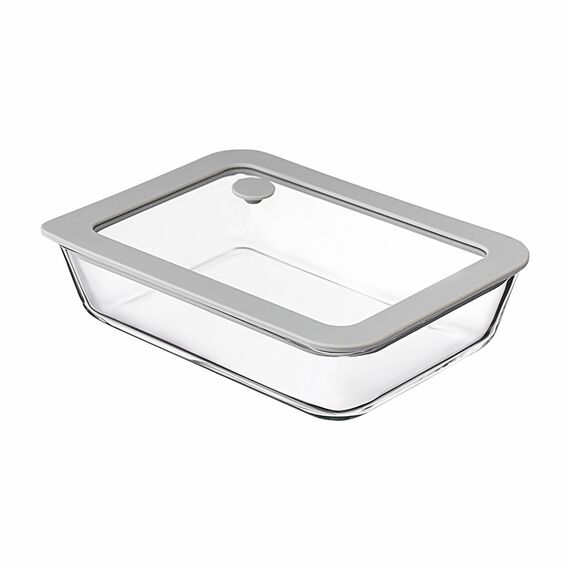 Контейнер для запекания и хранения стеклянный с вакуумным эффектом, 700 мл, светло-серый, Smart Solutions