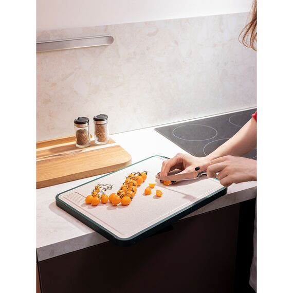 Доска разделочная двусторонняя из пшеничного волокна и черного дерева Arlett, 44,5х30,5 см, темно-зеленая, Smart Solutions, изображение 8