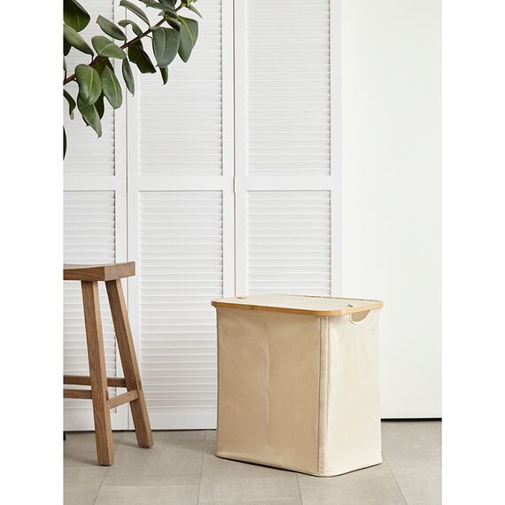 Корзина для белья с двумя отделениями Neat Twin, 53,5х33х53 см, молочная, Smart Solutions, изображение 3