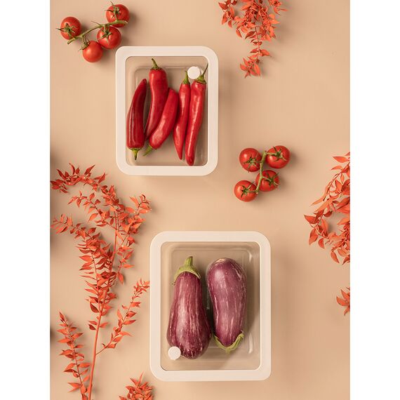 Контейнер для запекания и хранения стеклянный с вакуумным эффектом, 1,4 л, светло-серый, Smart Solutions, изображение 3