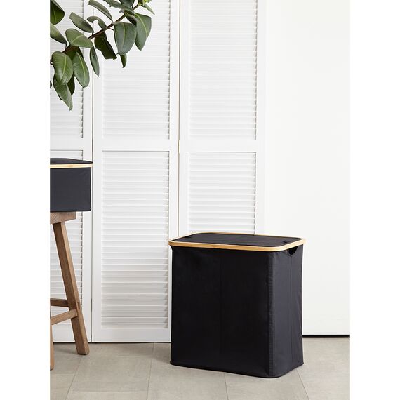 Корзина для белья с двумя отделениями Neat Twin, 53,5х33х53 см, черная, Smart Solutions, изображение 3