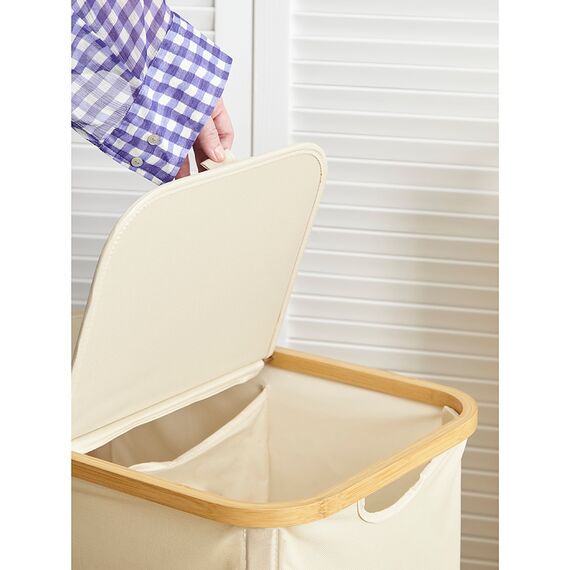 Корзина для белья с двумя отделениями Neat Twin, 53,5х33х53 см, молочная, Smart Solutions, изображение 7