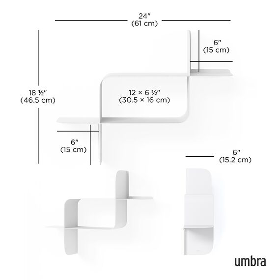 Набор металлических настенных полок Montage, 2 шт., белый, UMBRA, изображение 17