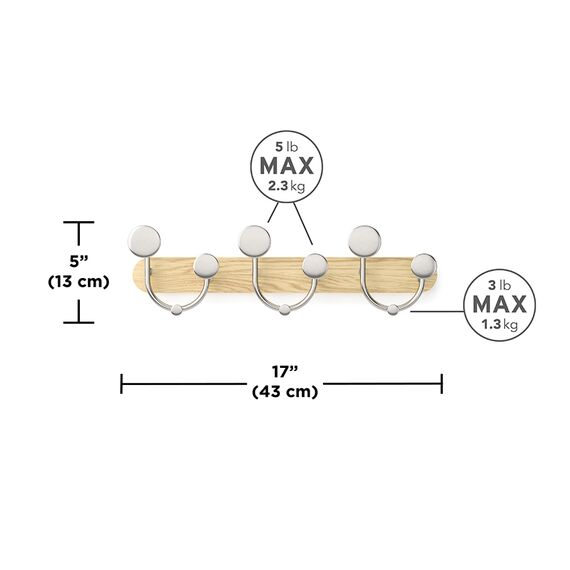 Вешалка настенная Melody, натуральное дерево/никель, UMBRA, изображение 10