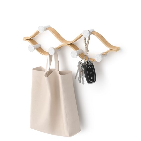 Вешалка настенная Montage, 6 крючков, натуральное дерево/белая, UMBRA, изображение 5