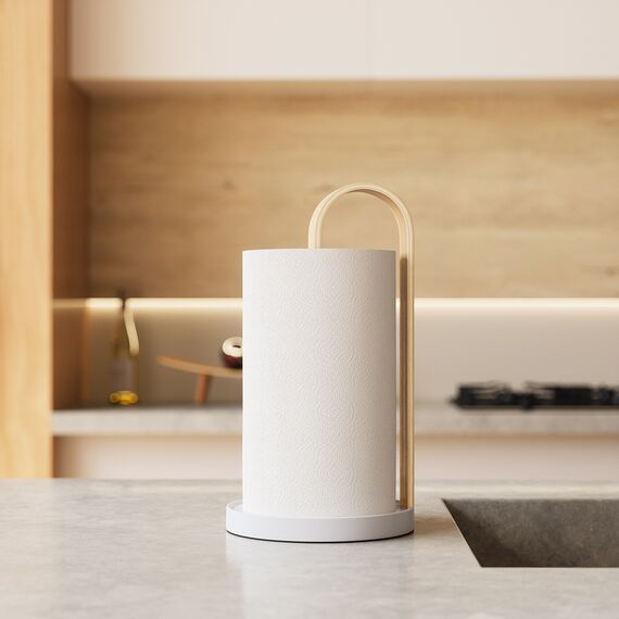 Держатель для бумажных полотенец Bellwood, белый/натуральное дерево, UMBRA, изображение 3