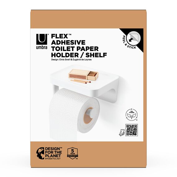 Держатель для туалетной бумаги с полкой Flex Adhesive, белый, UMBRA, изображение 13