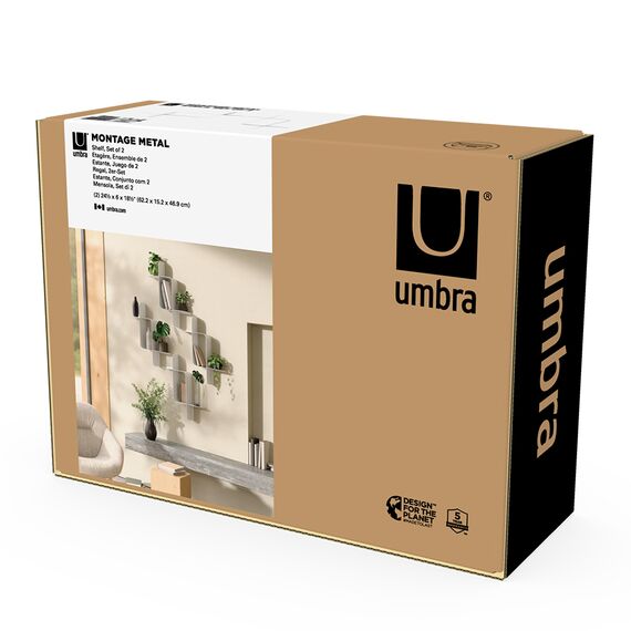 Набор металлических настенных полок Montage, 2 шт., белый, UMBRA, изображение 19