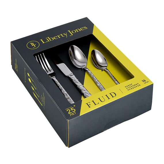 Набор столовых приборов Fluid, серебристые, 16 пред., Liberty Jones, изображение 11