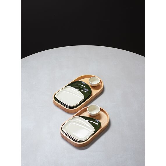 Набор из 4-х сервировочных тарелок на деревянном подносе Sorrento, Liberty Jones, изображение 4