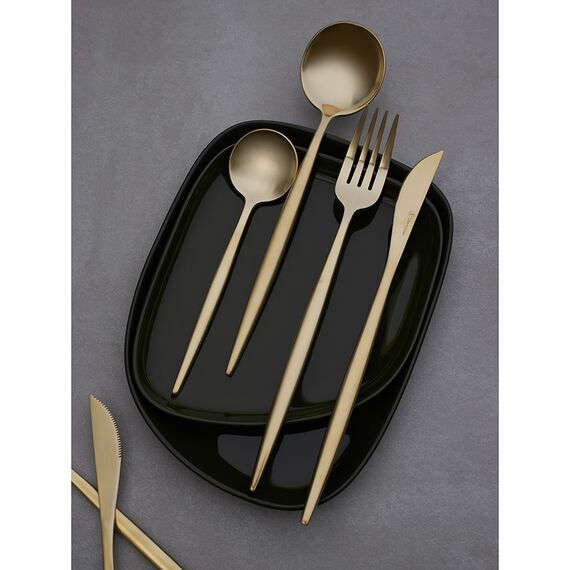 Набор столовых приборов Globe, золотистые матовые, 16 пред., Liberty Jones, изображение 5