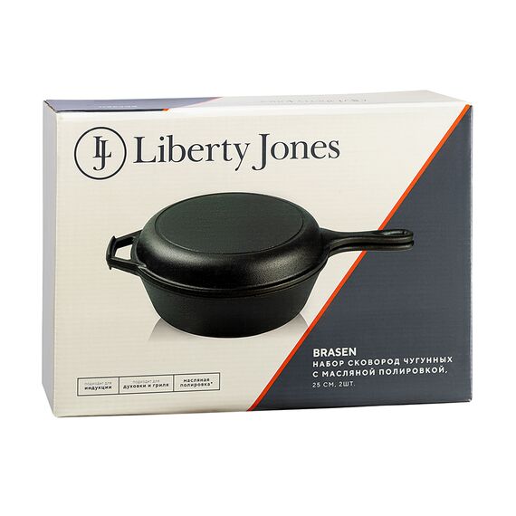 Набор сковород чугунных Brasen с масляной полировкой, ?25 см, 2 шт., Liberty Jones, изображение 16