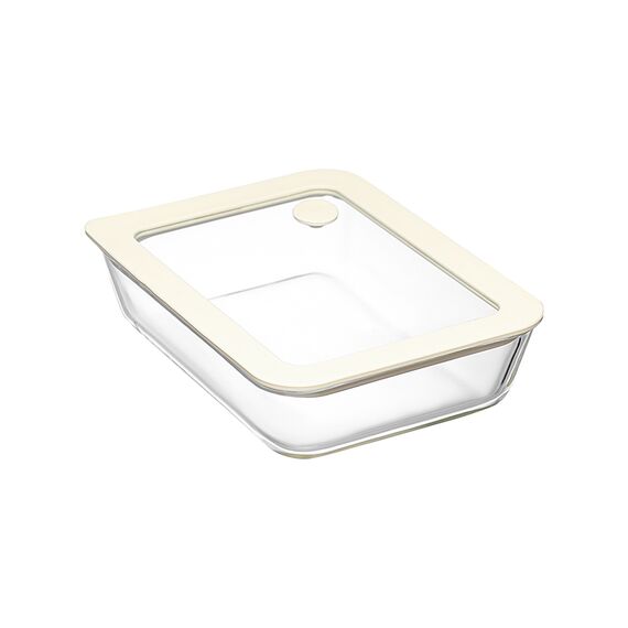 Контейнер для запекания и хранения стеклянный с вакуумным эффектом, 700 мл, молочный, Smart Solutions