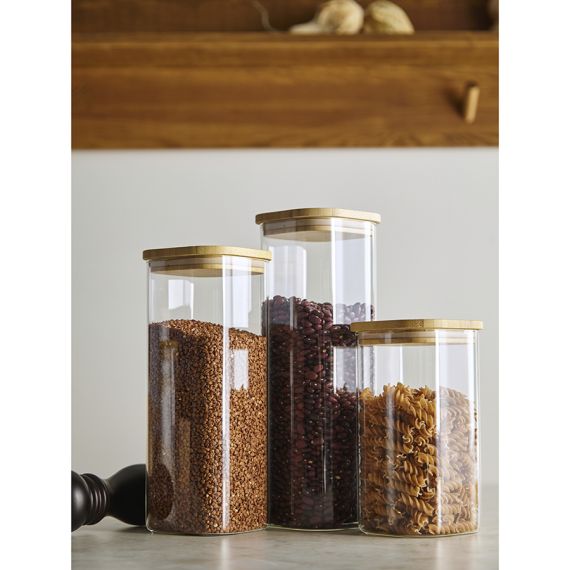 Банка для хранения квадратная Glass Bamboo, 1,9 л, Smart Solutions, изображение 4