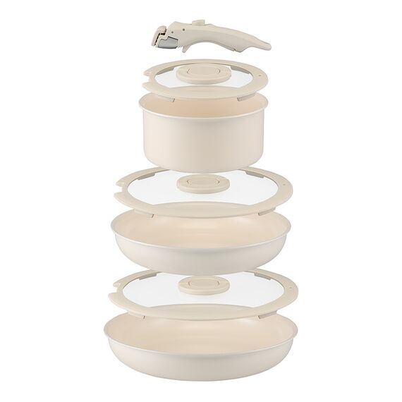 Набор посуды для приготовления со съемной ручкой Smart Ceramic, 7 предметов, цвета топленого молока, Smart Solutions, изображение 17