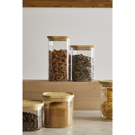 Банка для хранения квадратная Glass Bamboo, 1,5 л, Smart Solutions, изображение 3