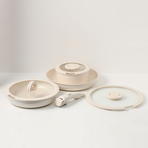 Набор посуды для приготовления со съемной ручкой Smart Ceramic, 7 предметов, цвета топленого молока, Smart Solutions, изображение 18