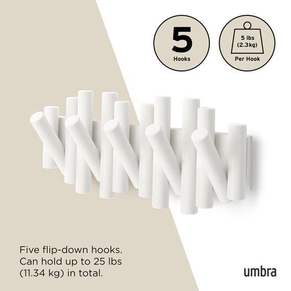 Вешалка настенная Picket, 5 крючков, белая, UMBRA, изображение 13