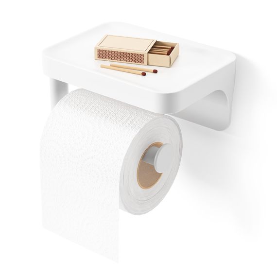 Держатель для туалетной бумаги с полкой Flex Adhesive, белый, UMBRA, изображение 5