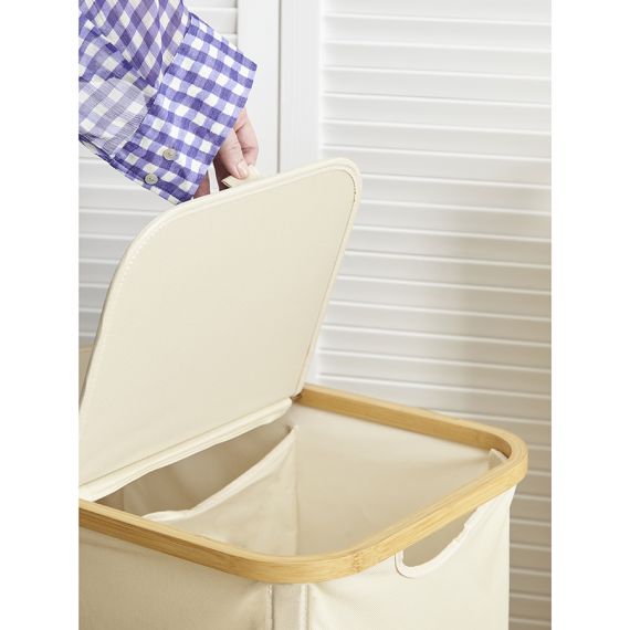 Корзина для белья с двумя отделениями Neat Twin, 53,5х33х53 см, молочная, Smart Solutions, изображение 7