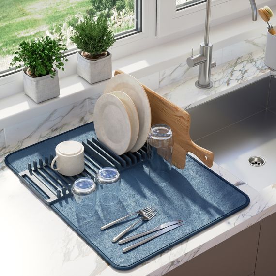 Коврик для сушки посуды Udry, 46х61 см, синий, UMBRA, изображение 3