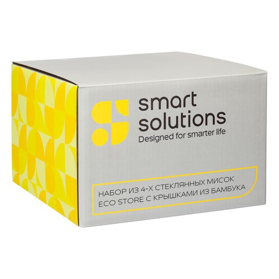 Набор из 4-х стеклянных мисок Eco Store с крышками из бамбука, Smart Solutions, изображение 15
