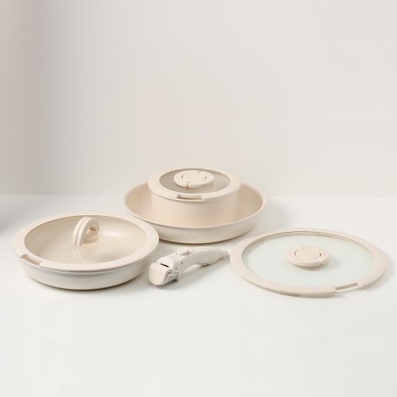 Набор посуды для приготовления со съемной ручкой Smart Ceramic, 7 предметов, цвета топленого молока, Smart Solutions, изображение 18