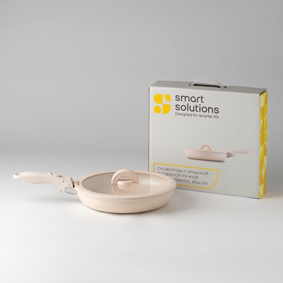 Сковорода с крышкой и съемной ручкой Smart Ceramic, 26 см, Smart Solutions, изображение 11