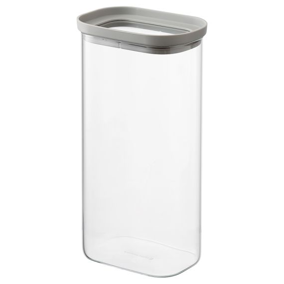 Банка для хранения прямоугольная Vacuum Glass, 1,75 л, светло-серая, Smart Solutions