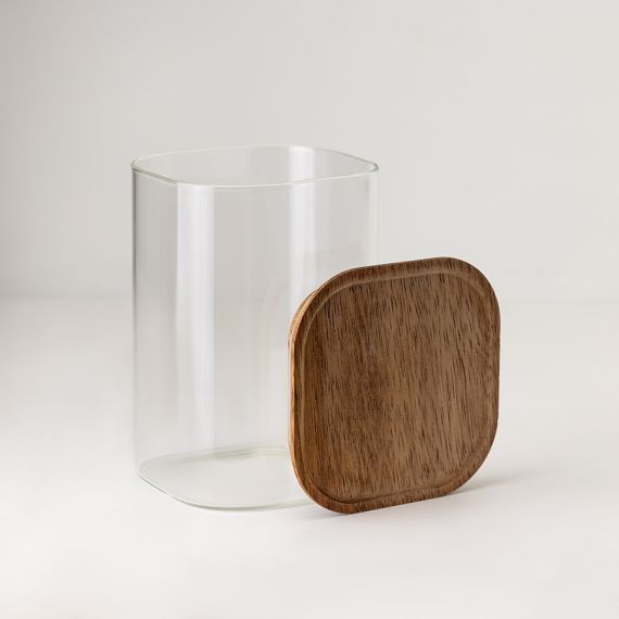 Банка для хранения квадратная Glass Acacia, 1,1 л, Smart Solutions, изображение 3