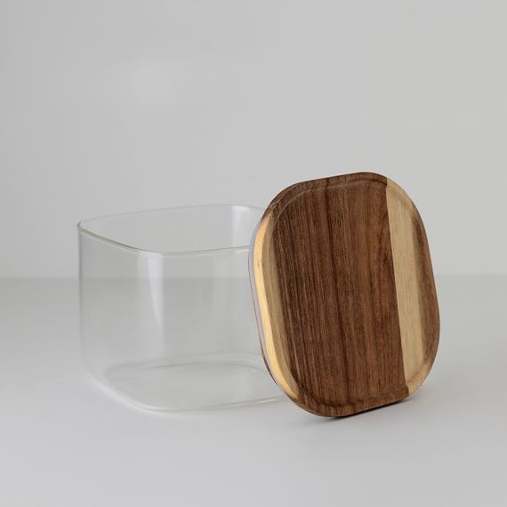 Банка для хранения квадратная Glass Acacia,1 л, Smart Solutions, изображение 6