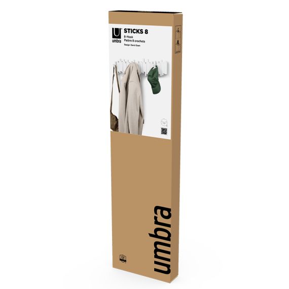Вешалка настенная Sticks, 72 см, 8 крючков, белая, UMBRA, изображение 13
