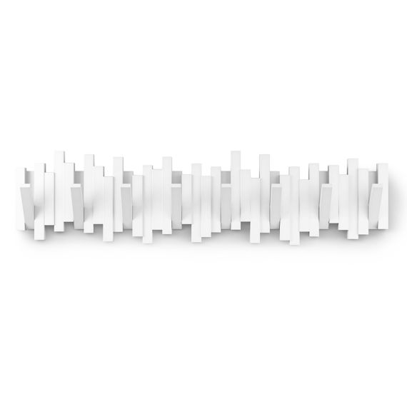 Вешалка настенная Sticks, 72 см, 8 крючков, белая, UMBRA