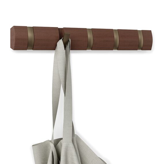 Вешалка настенная горизонтальная Flip 5 крючков коричневая, Umbra, изображение 4